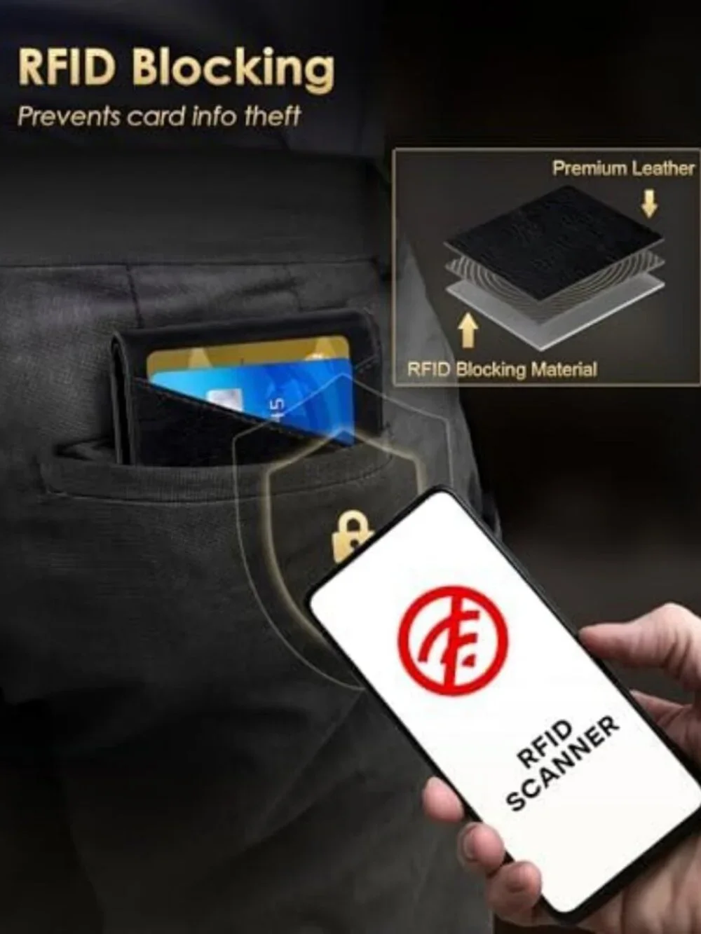 Slim Minimalist RFID Blocking Wallet for Men - Stylish Black Design, 2026